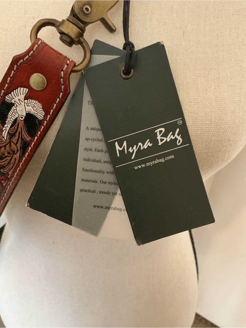 Myra Bag Beaded & Tooled Leather Crossbody Strap - Picture 5 of 5